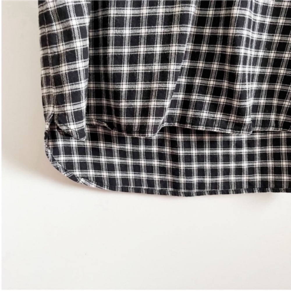Madewell Daywalk Shirtdress black white Hilldale plaid flannel high low - Picture 5 of 10
